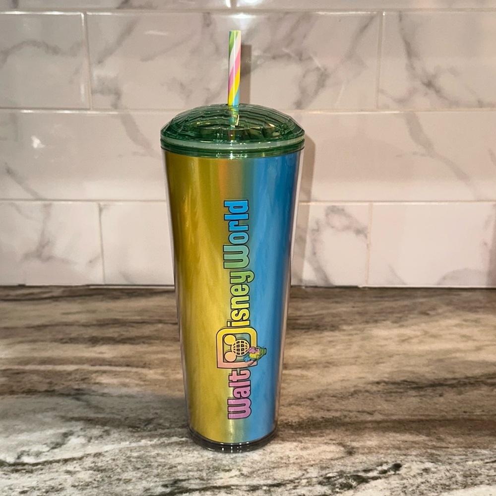 Disney Eats SHAVED ICE Walt Disney World Starbucks Cold Tumbler & Straw 24 oz